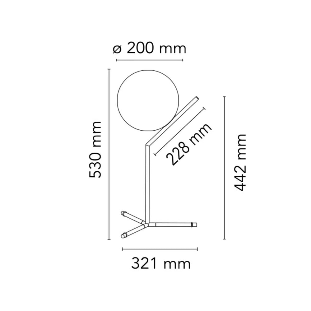 Design-Tischlampe Alaris, Glas, Metall
