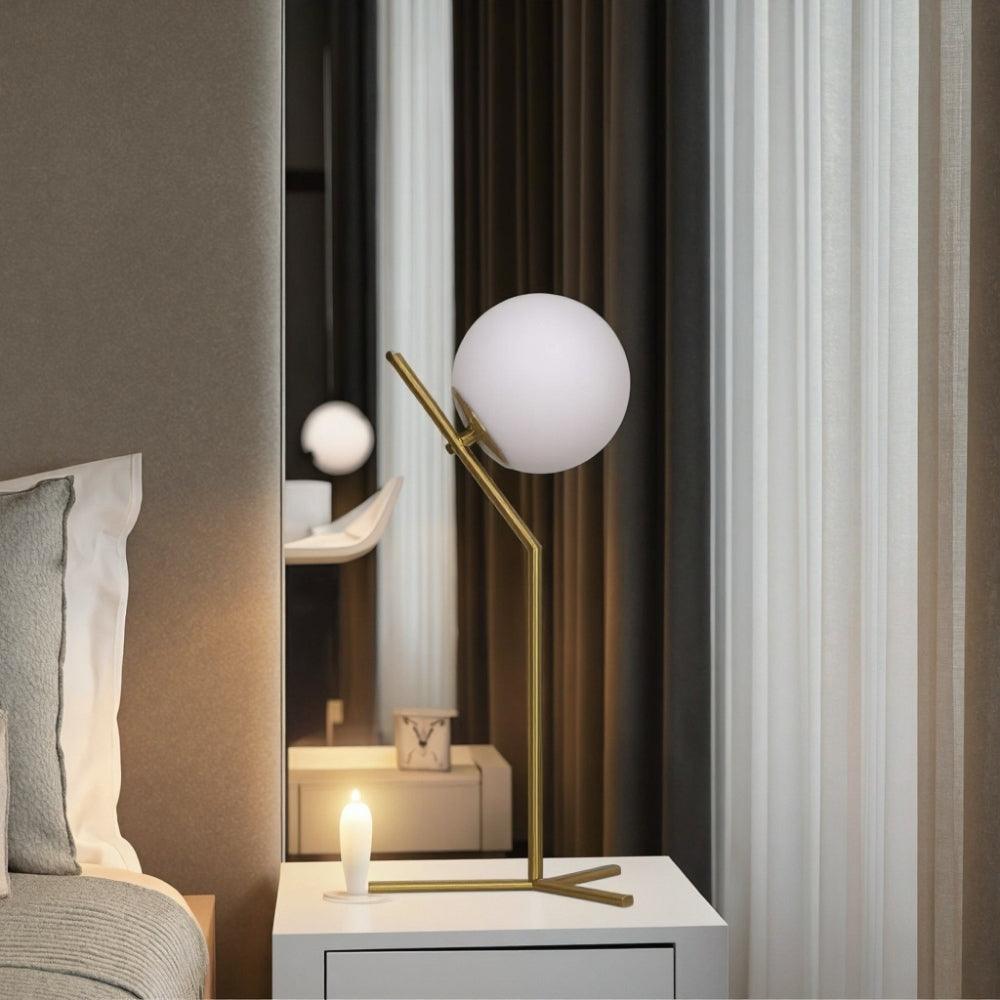 Design-Tischlampe Alaris, Glas, Metall