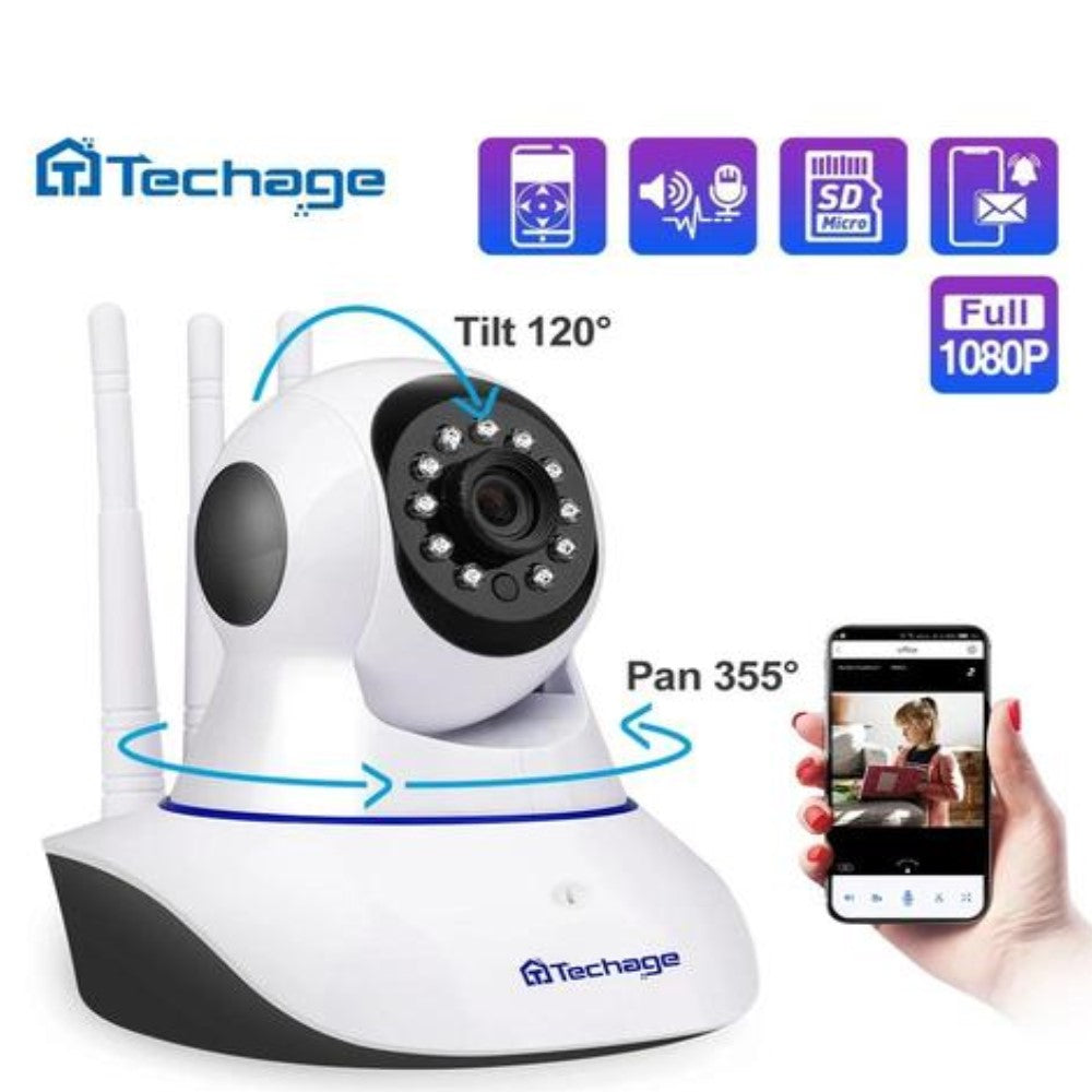 Kabellose 360°-drehkamera mit ton und nachtaufnahme