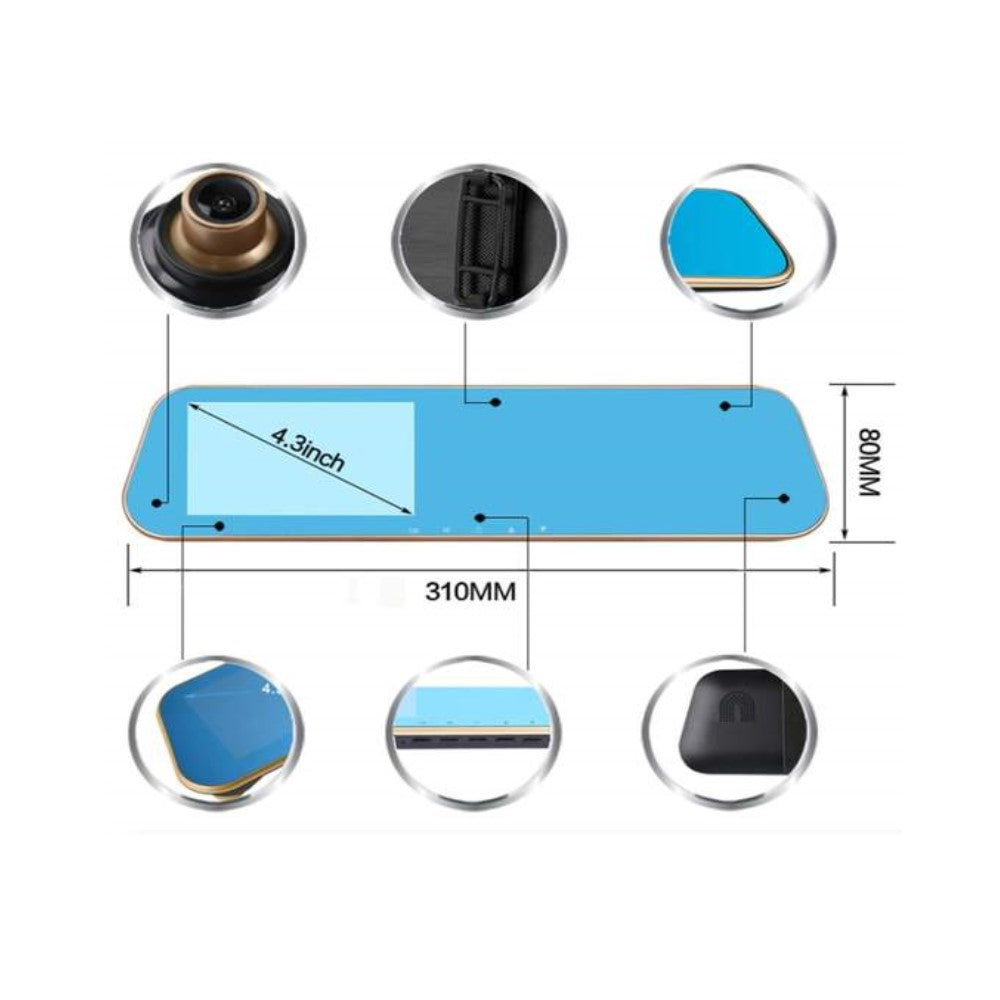 Autokamera-Rückspiegel mit einem 4,3-Zoll-LCD-Bildschirm und Rekorder