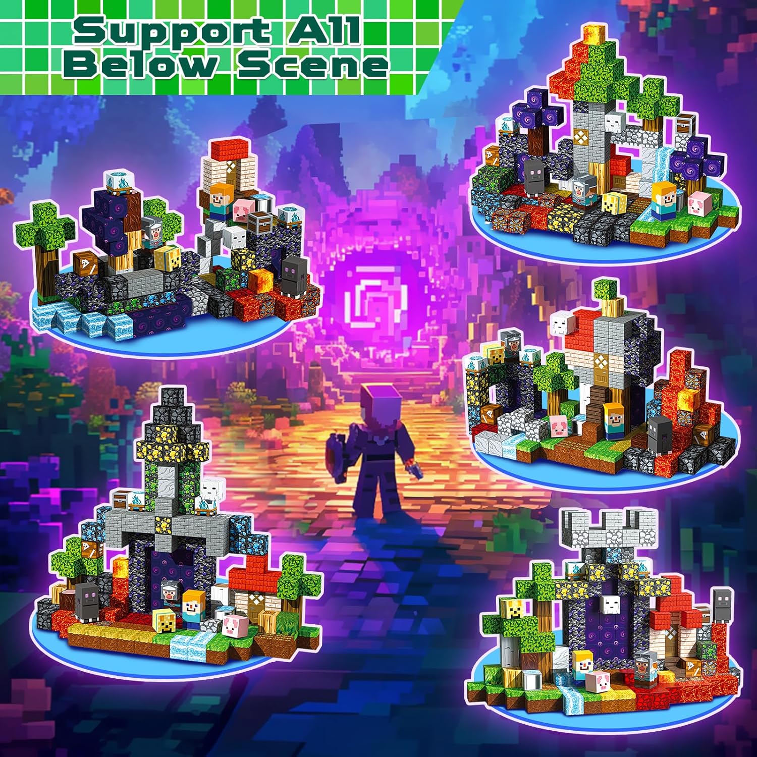 MAGNECRAFT Magnetic Blocks – 200 Stk. magnetische Bauklötze STEM-Spielzeug für Kinder ab 3 Jahren